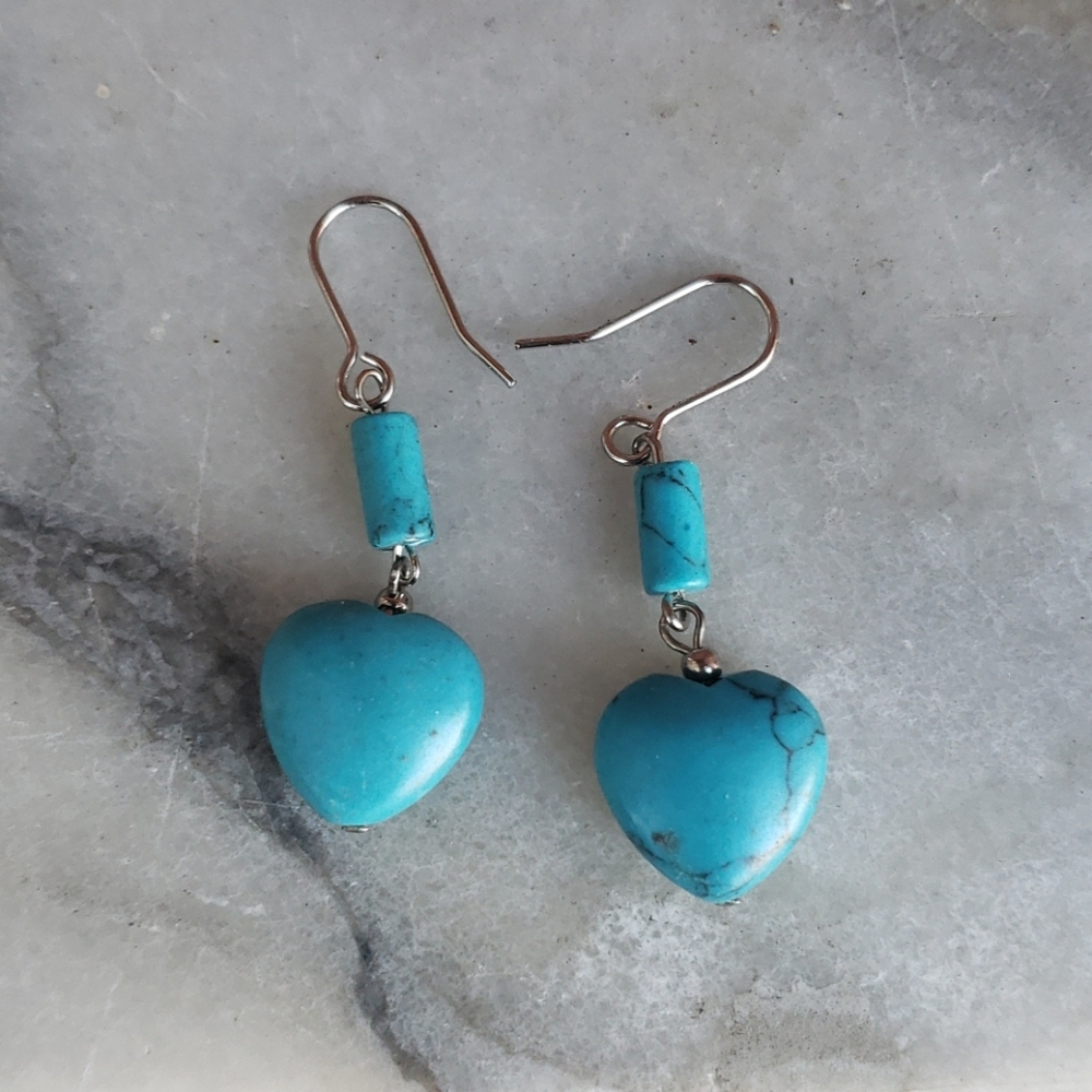 Turquoise Stone Handmade Dangle Earrings